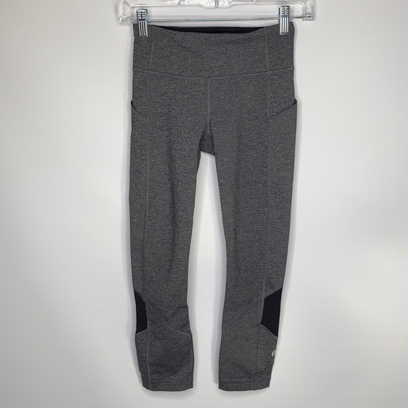 Lululemon Speed Crop Heathered Gray Size 2 - Picture 1 of 11